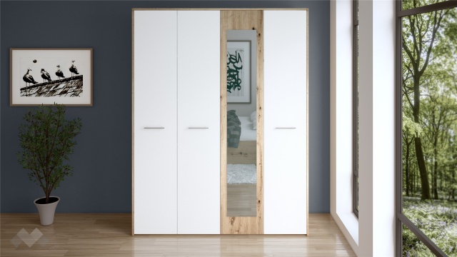 Гардероб Вангард четирикрилни артизан с бяло