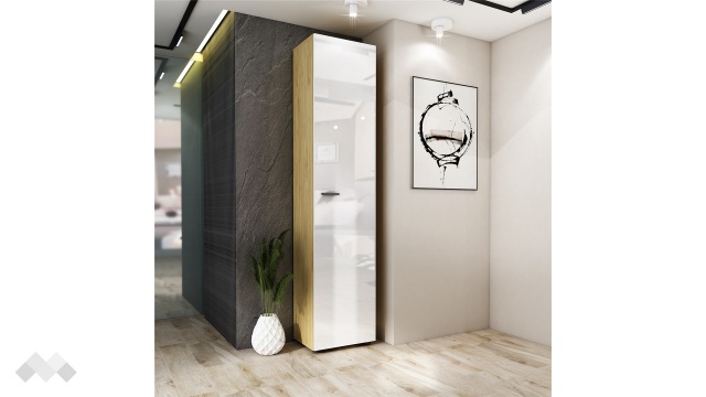 Гардероб Еко еднокрилни златен дъб с бял гланц