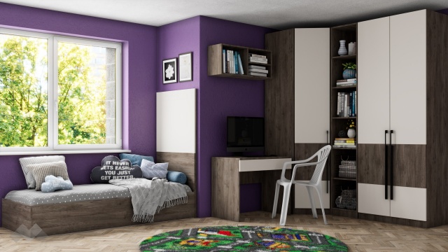 Спален комплект Комо К2 орех селект тъмен с кашмир