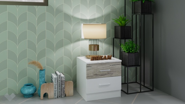 Нощен шкаф Прайд бял гланц с малта