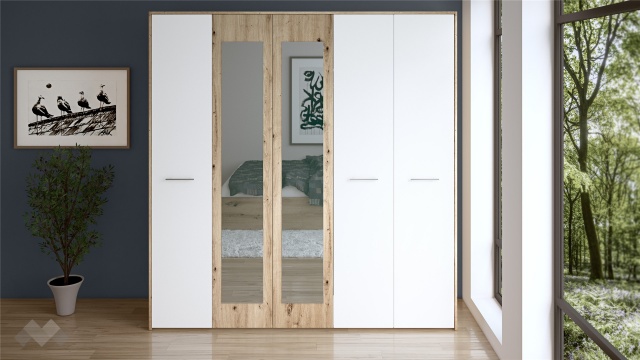 Гардероб Вангард петкрилни артизан с бяло