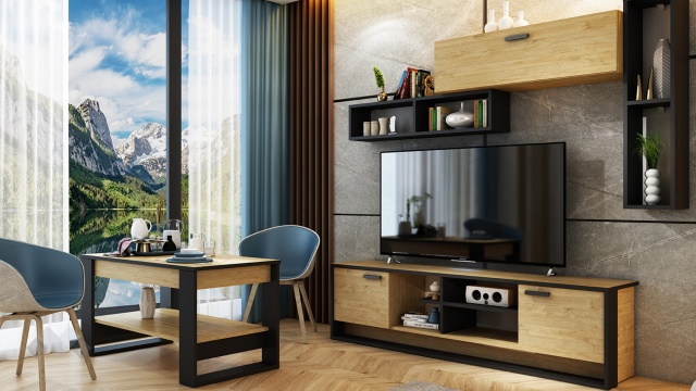 Секция Денвър модулни златен дъб с черно