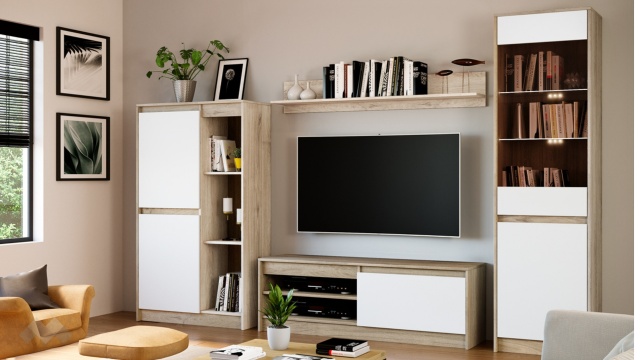 Секция Джералдин модулни сонома арвен с бяло гладко