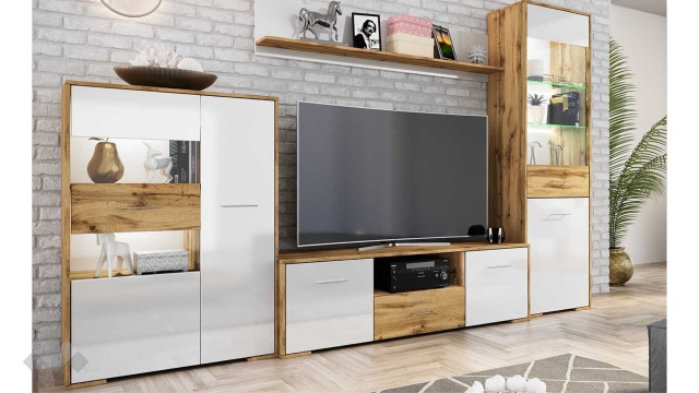 Секция Лече модулни дъб дакота с бял гланц