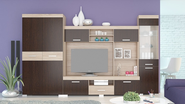 Секция Прага с гардероб венге с дъб сонома