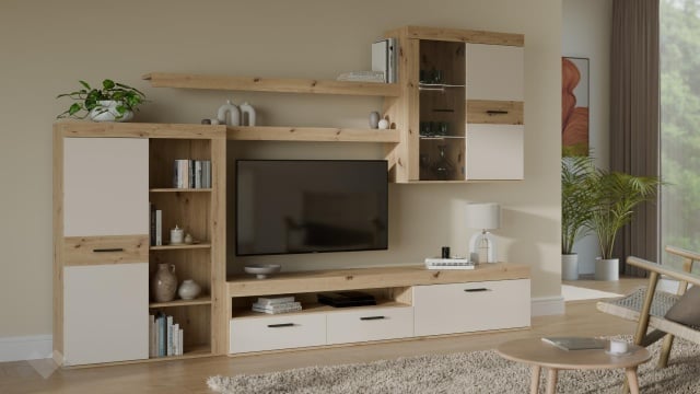 Секция Зумба с LED осветление дъб артисан с пясък