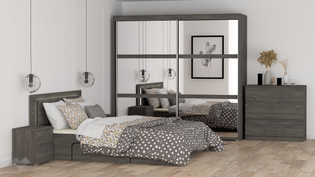 Спален комплект Латте тъмен норвежки бор