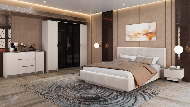 Спален комплект Лусо с включен матрак Бонел 160/200 кашмир с лате