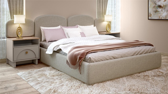 Спалня 160/200 Рена дъб кадис с пясъчен камък