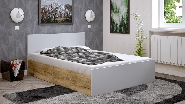 Спалня 140/200 Селтик келтски дъб със светло сиво