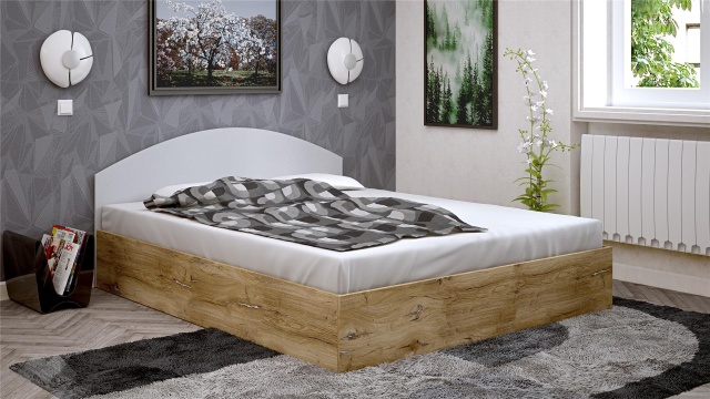 Спалня 160/200 Селтик с включен матрак Бонел 160/200 келтски дъб със светло сиво