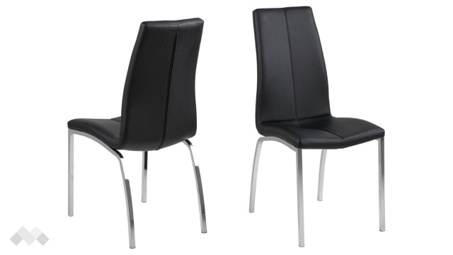 Трапезен стол Аска черен с хромирана основа