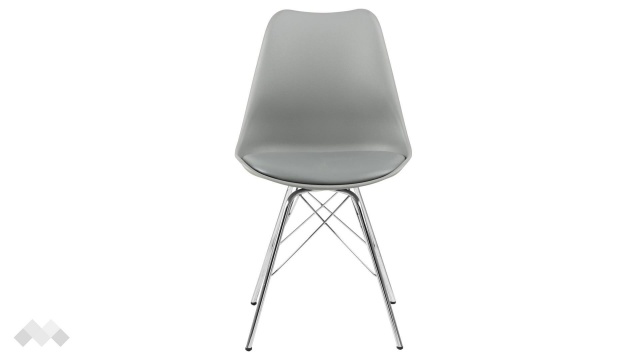 Трапезен стол Ерис сив с хромирана основа