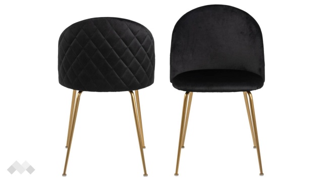 Трапезен стол Луиз черен със златно