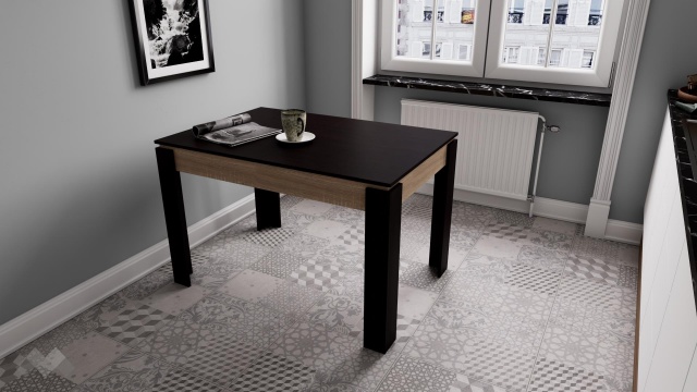 Трапезна маса Дени разтегателни венге със светла сонома - МебелМаг Трапезна маса Дени разтегателни венге със светла сонома