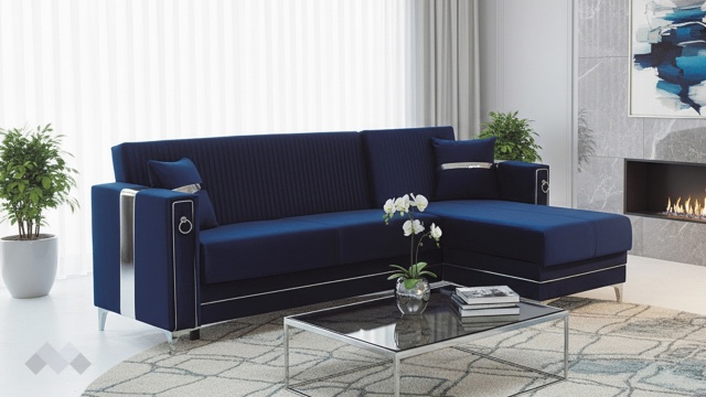 Ъглов диван Дестини универсален ъгъл син