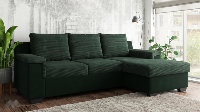 Ъглов диван Алора с посока зелен