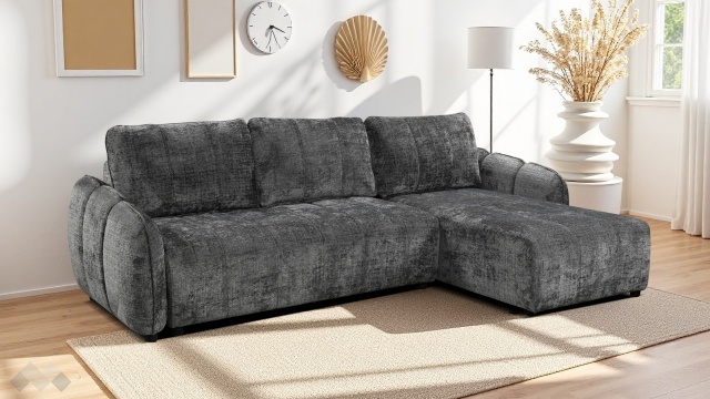 Ъглов диван Деворо универсален сив