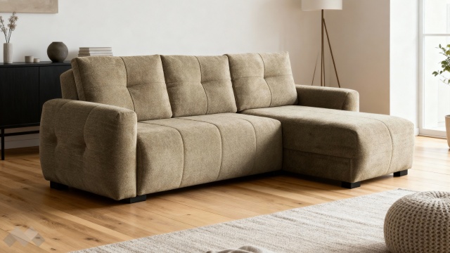 Ъглов диван Ролин Покет универсален ъгъл кафяв