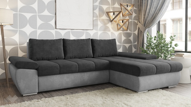 Ъглов диван Савона с посока графит със сиво