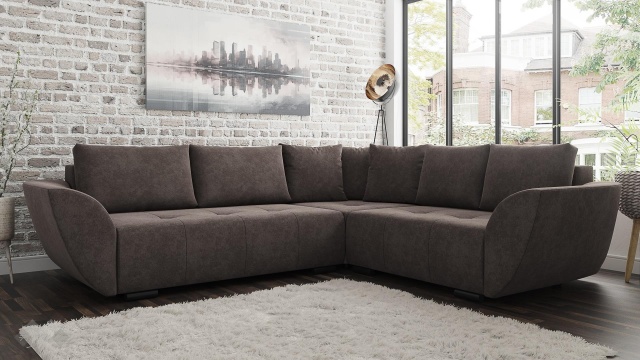 Ъглов диван Сиера с посока кафяв
