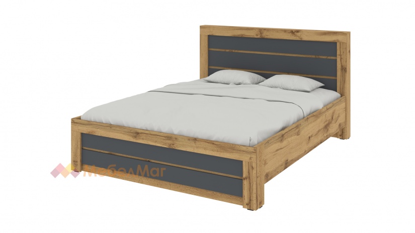 Спалня с нощни шкафчета 160/200 Никола златен дъб с антрацит - изглед 4