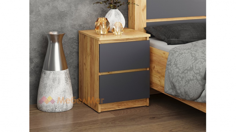 Спалня с нощни шкафчета 160/200 Никола златен дъб с антрацит - изглед 2