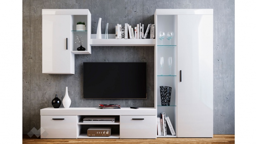 Секция Белмин модулни бяло гладко с бяло гланц - изглед 1