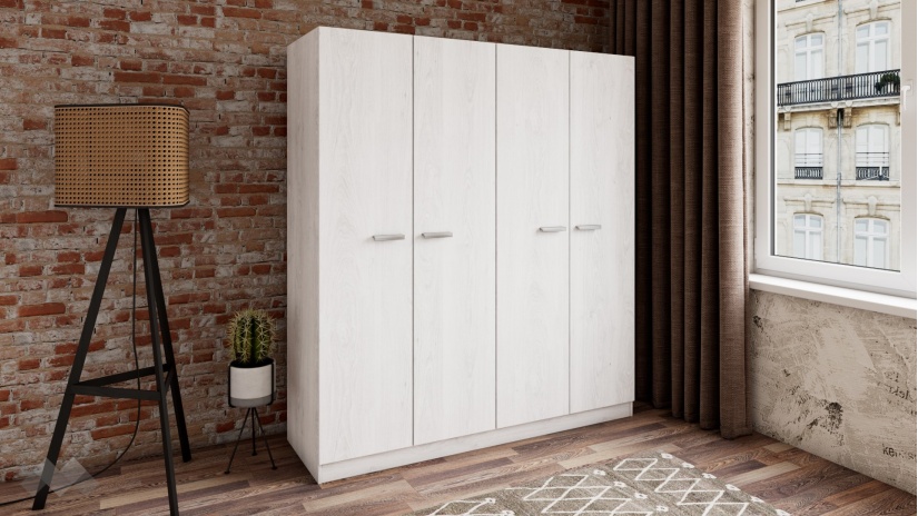 Гардероб Арго четирикрилни бял фладер - изглед 1