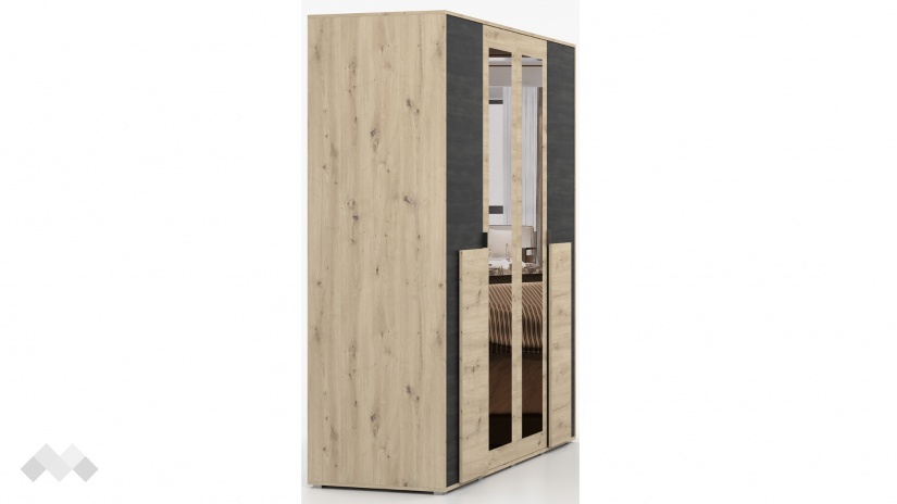 Гардероб Бафра четирикрилни дъб артисан с тъмен норвежки бор - изглед 4