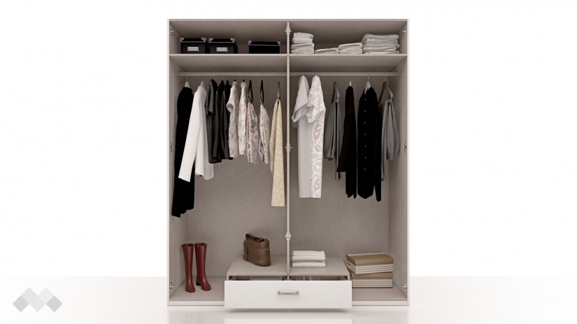 Гардероб Беатрис четирикрилни бял - изглед 2