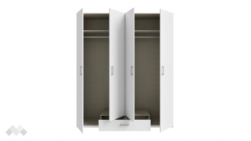 Гардероб Беатрис четирикрилни бял - изглед 5