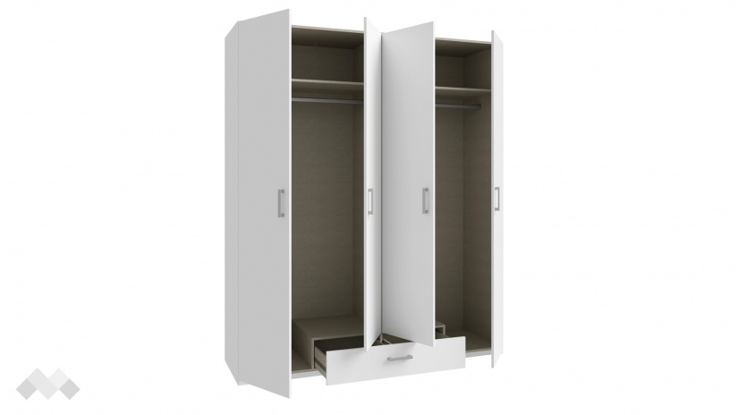 Гардероб Беатрис четирикрилни бял - изглед 6