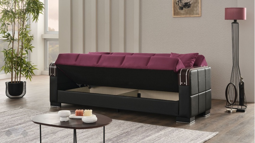 Диван Малатия триместни бордо - изглед 3