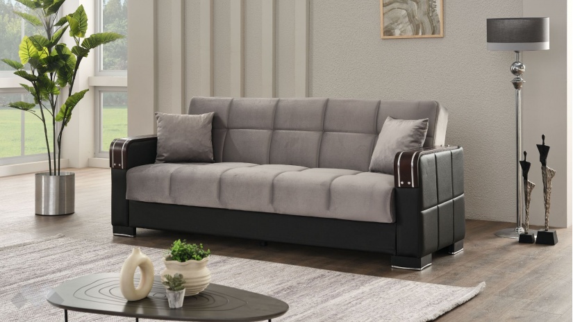 Диван Малатия триместни сив - изглед 1