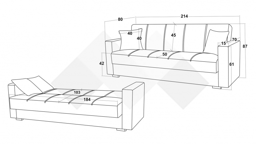 Диван Фиорина триместни кафяв - изглед 6 - МебелМаг Диван Фиорина триместни кафяв - изглед 6