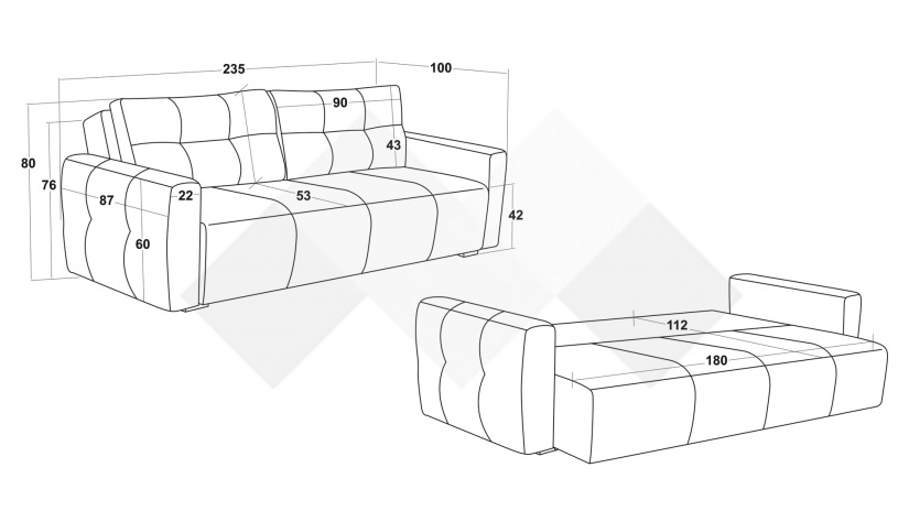 Диван Ролин Покет триместни кафяв - изглед 6