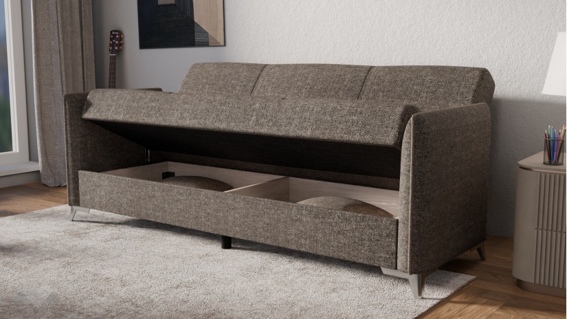 Диван Сафо триместни кафяв - изглед 3 - МебелМаг Диван Сафо триместни кафяв - изглед 3