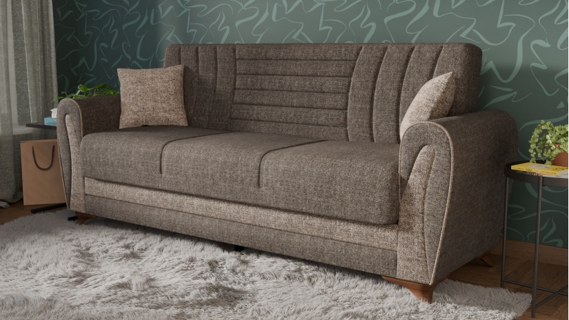 Диван Серен триместни кафяв - изглед 1