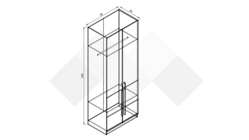 Гардероб Комо двукрилни дъб ърбан ойстър с бяло - изглед 2