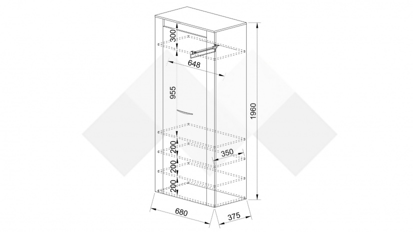 Гардероб Харисън дъб пиемона със сонома арвен - изглед 3