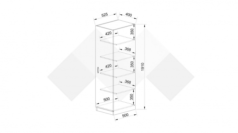 Гардероб Скай еднокрилни нардо сив - изглед 3