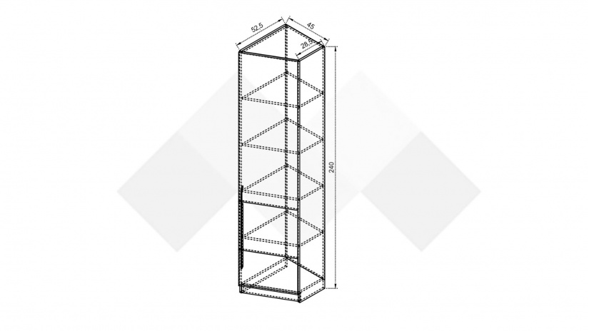 Гардероб Комо еднокрилни дъб ърбан ойстър с бяло - изглед 2