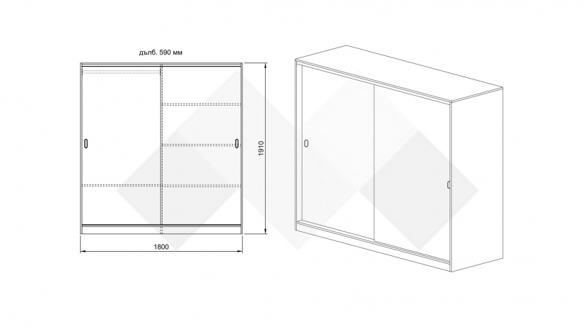 Гардероб Глендейл с плъзгащи врати тъмна сонома - изглед 4