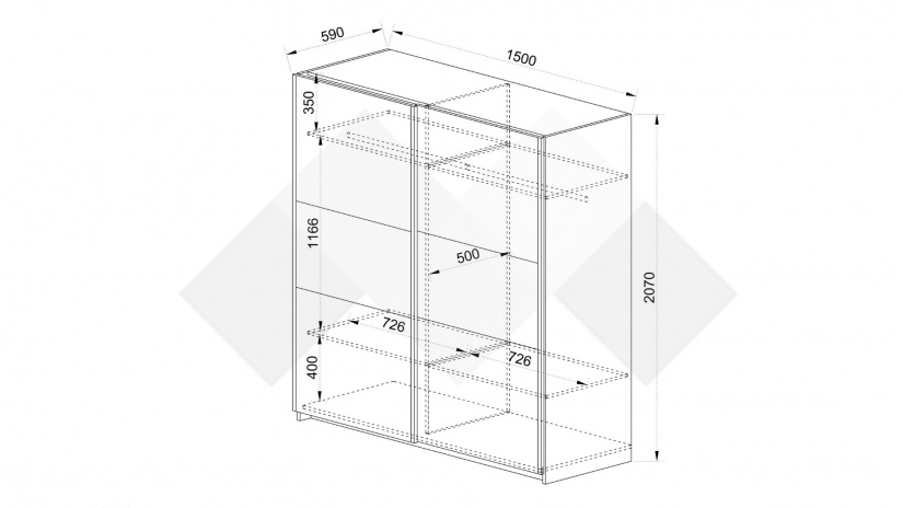 Гардероб Хартфорт с плъзгащи врати сонома арвен с бял гланц - изглед 4