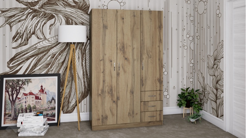 Гардероб Калия трикрилни тъмна сонома - изглед 1