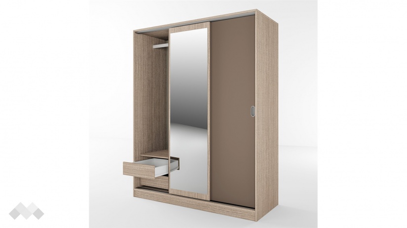 Гардероб Ричмънд с плъзгащи врати мока с лате - изглед 8