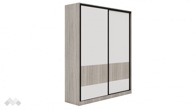 Гардероб Комо с плъзгащи врати дъб ърбан ойстър с бяло - изглед 1