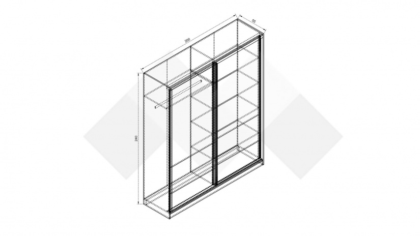 Гардероб Комо с плъзгащи врати орех селект тъмен с кашмир - изглед 2