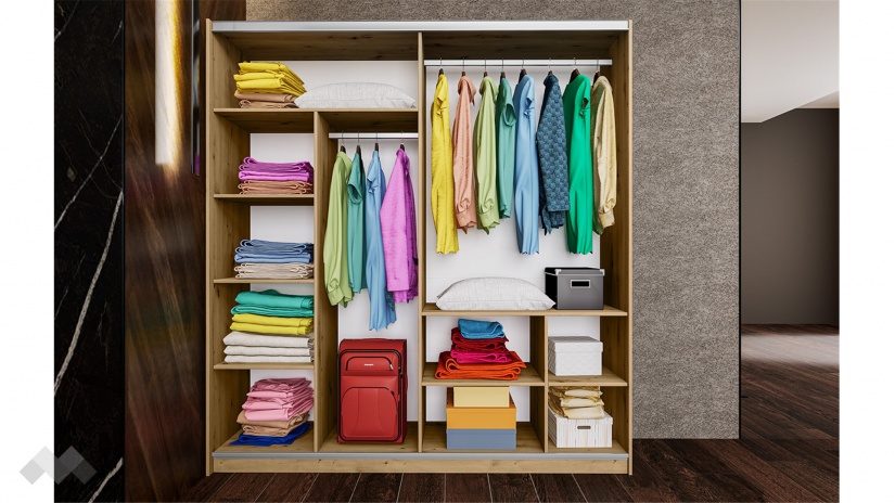 Гардероб Бедфорд с плъзгащи врати артизан с кашмир гланц - изглед 2